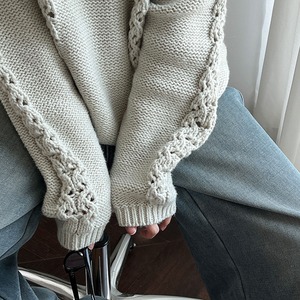 hooded lace knit J00082