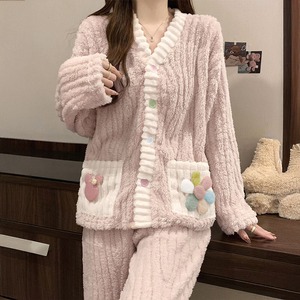 フリース パジャマ レディース セットアップ 韓国 ルームウェア 大人 かわいい 防寒 保温 ふわふわ おしゃれ 上下セット 冷え防止 もこもこ 暖かい 大人可愛い 大人女子