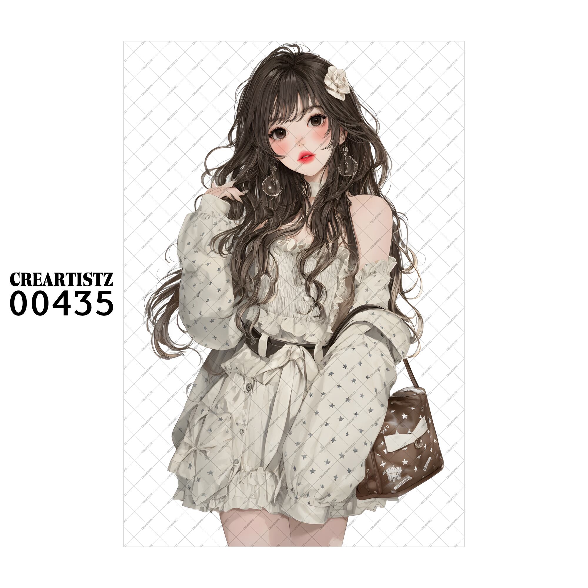 00435 ガール キュート オリジナル ペーパー/ステッカー 4枚セット CREARTISTZ