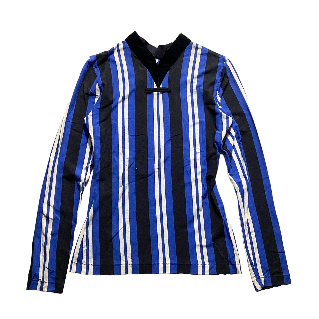 JEAN PAUL GAULTIER MAILLE velour switching stripe pullover