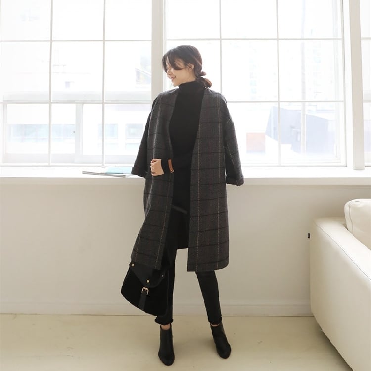 チェック ロングコート レディース グレンチェックコート 大きいサイズ