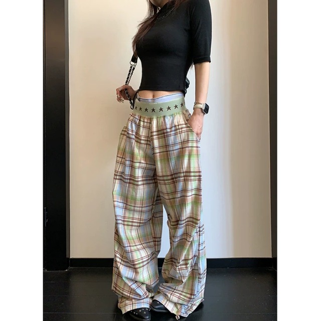 star west checked pants　スターウエストチェック柄パンツ　J2115