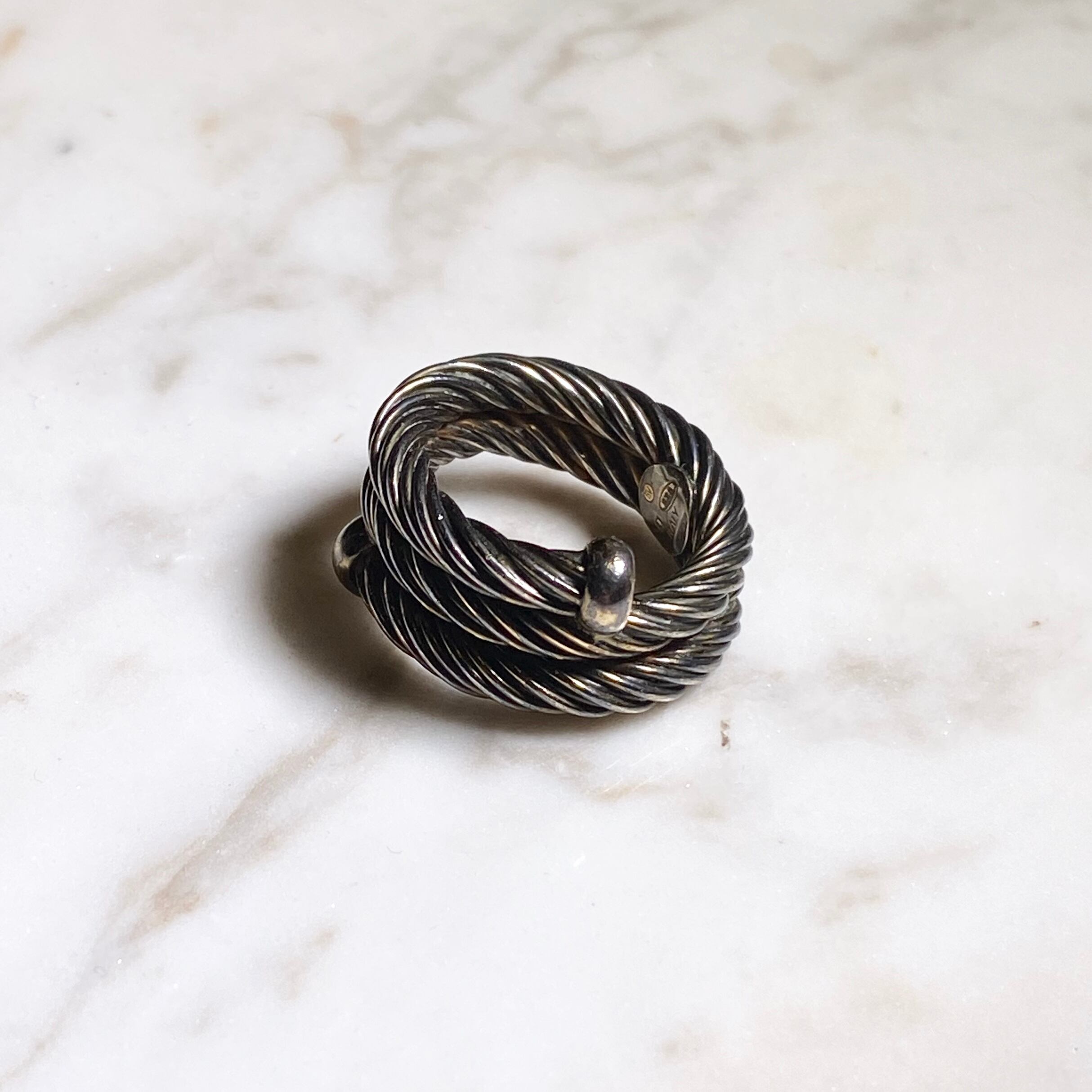 BOTTEGA VENETA twist silver coil design ring | NOIR ONLINE