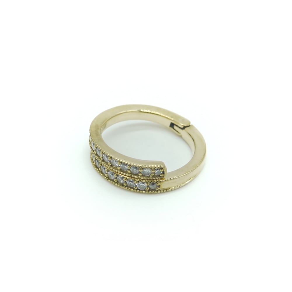 K18 ダイヤモンド デザインリング 18金 指輪 開閉式フリーサイズ
