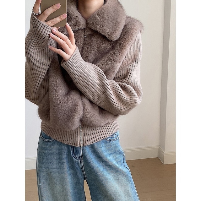 eco-fur knit jacket 10886