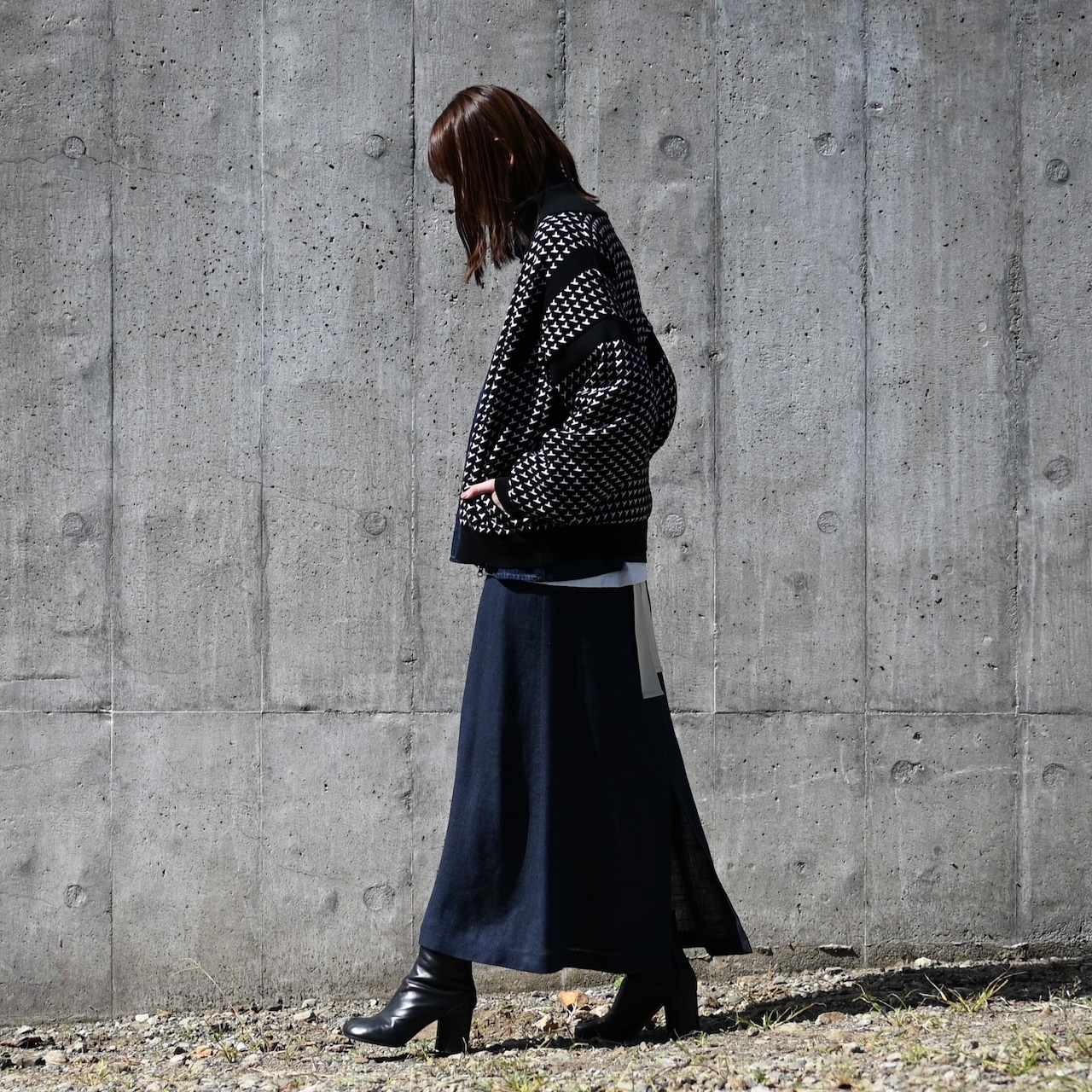 YASHIKI / GANKO別注 Shinsetsu Drivers Knit レディース着用コーディネート