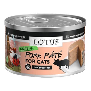 【ロータス(キャットポークパテ)】ポークを主原料に、レバーや貝、果物を混ぜた滑らかな食感のパテ缶
