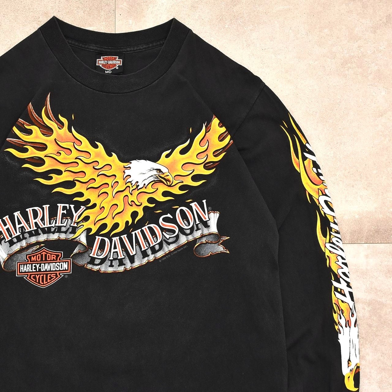 90's Harley-Davidson fire pattern LS T-shirt | 古着屋 grin days