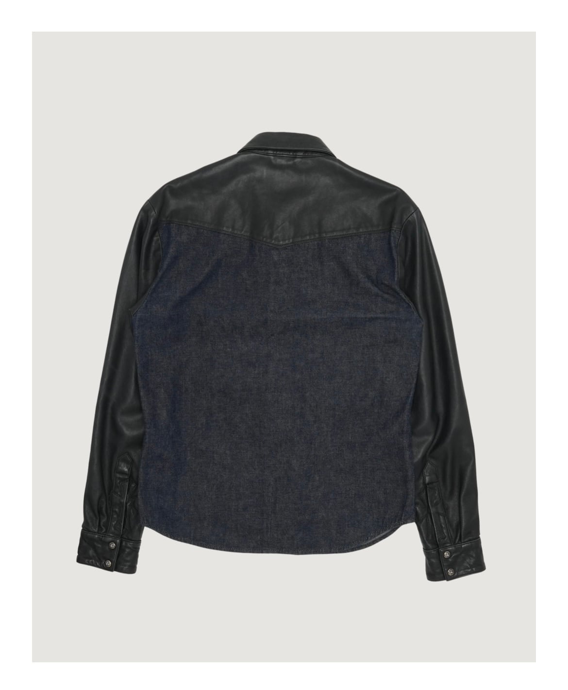 CHROME HEARTS クロムハーツ Leather and Denim Shirt レザー デニム