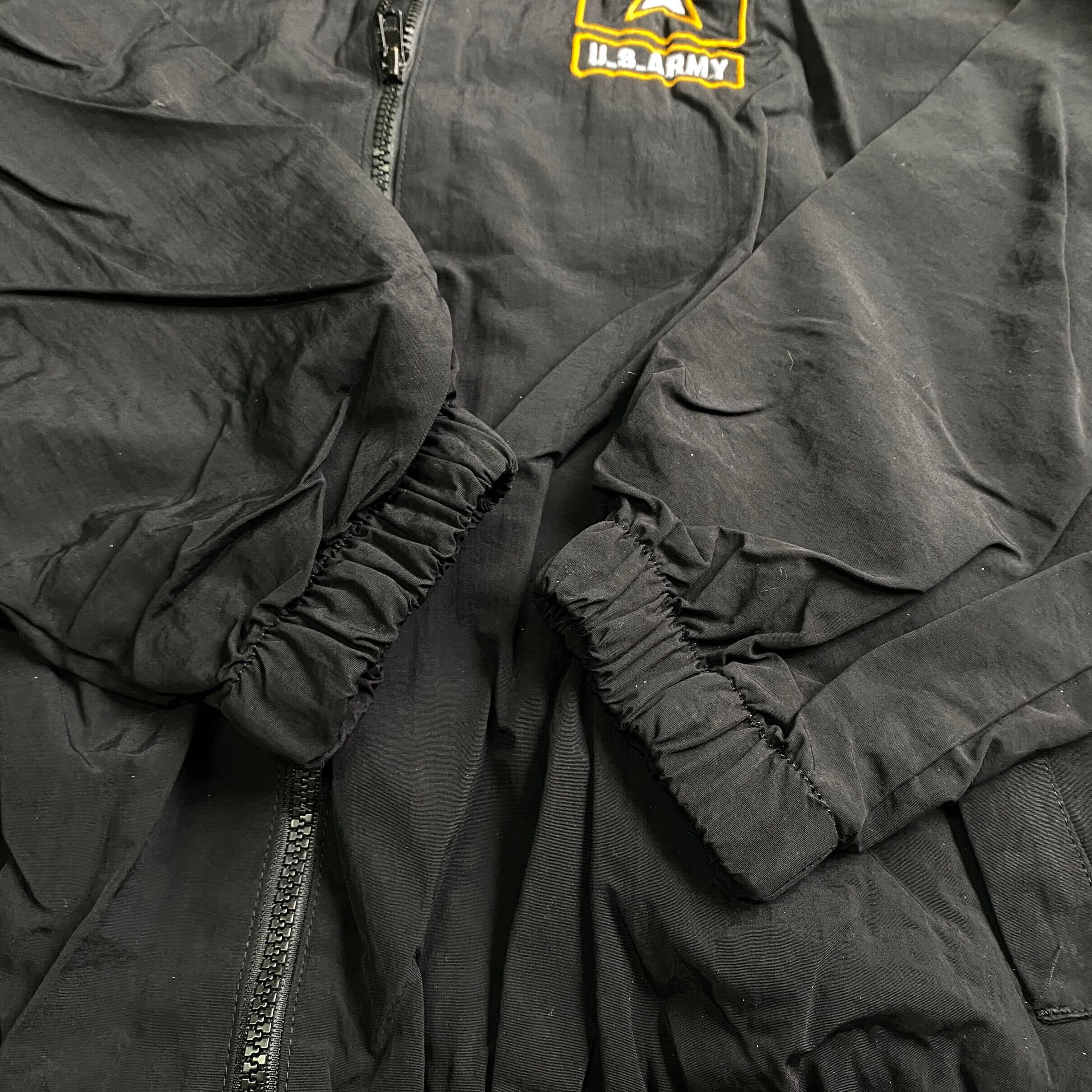 U.S.ARMY ナイロンジャケット 刺繍ロゴ ヴィンテージ ブラック Lサイズ