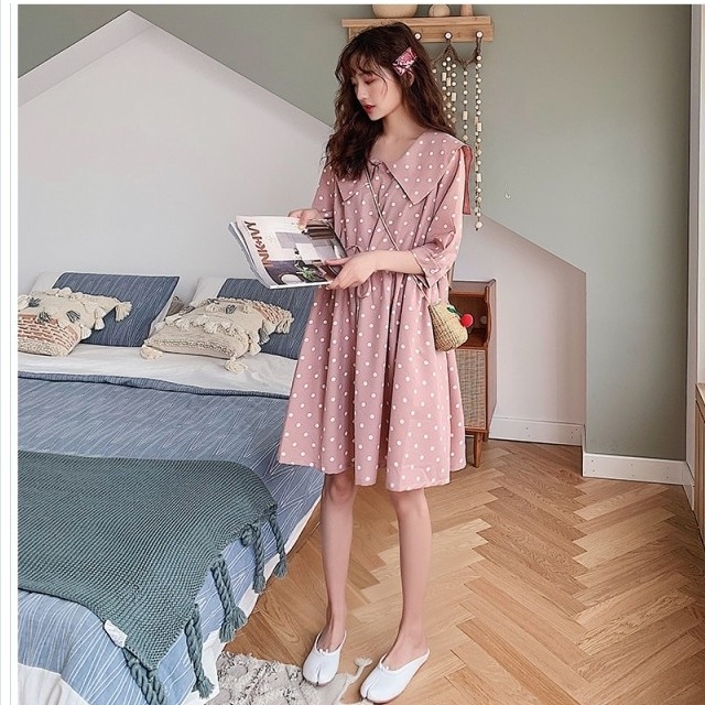 ロリータワンピース 大きいサイズ ワンピース 可愛い フェミニン ガーリー 膝丈 半袖 リボン ゆめかわいい ロリータ ロリィタ レディース Basecamp49