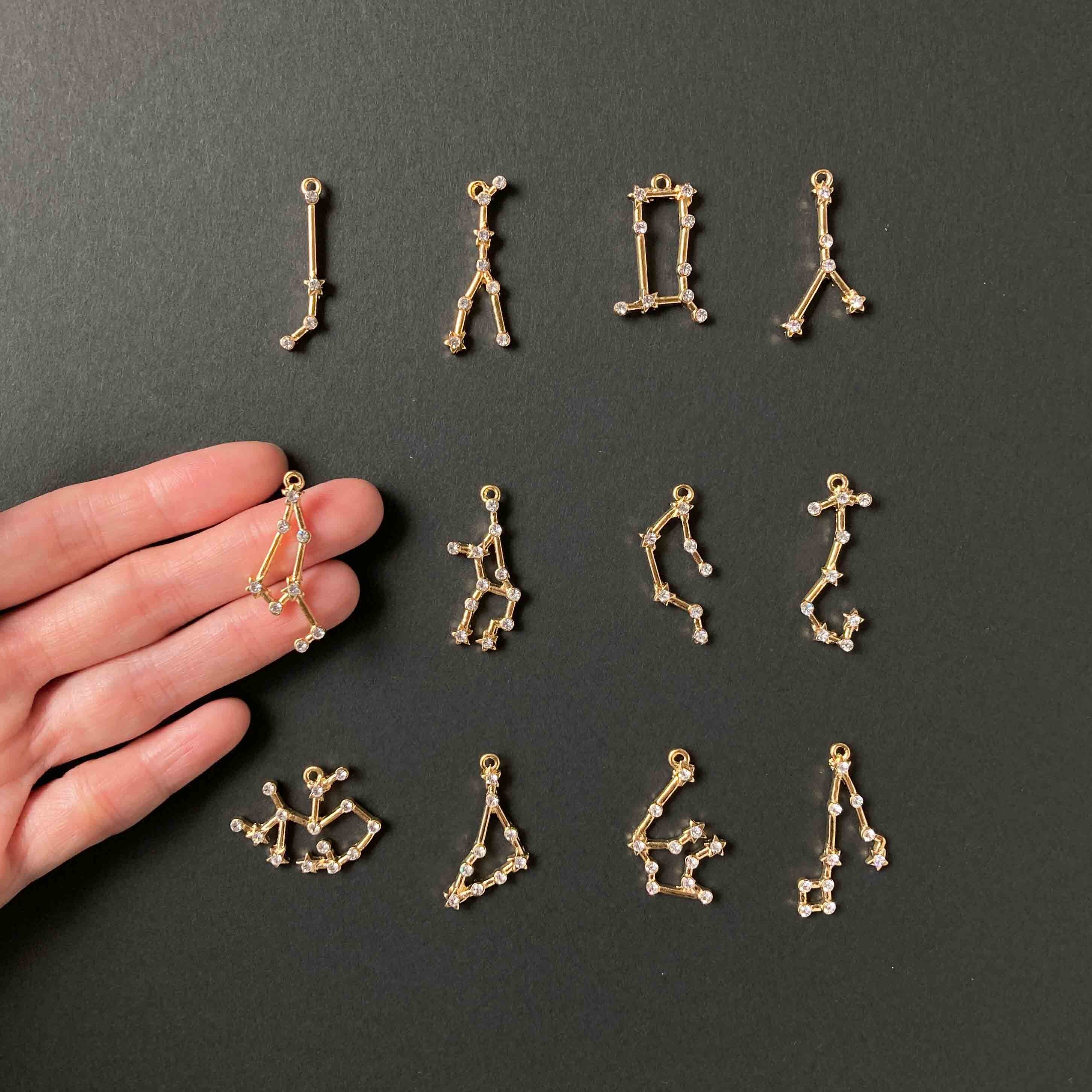 12星座のビジュー付きメタルチャーム