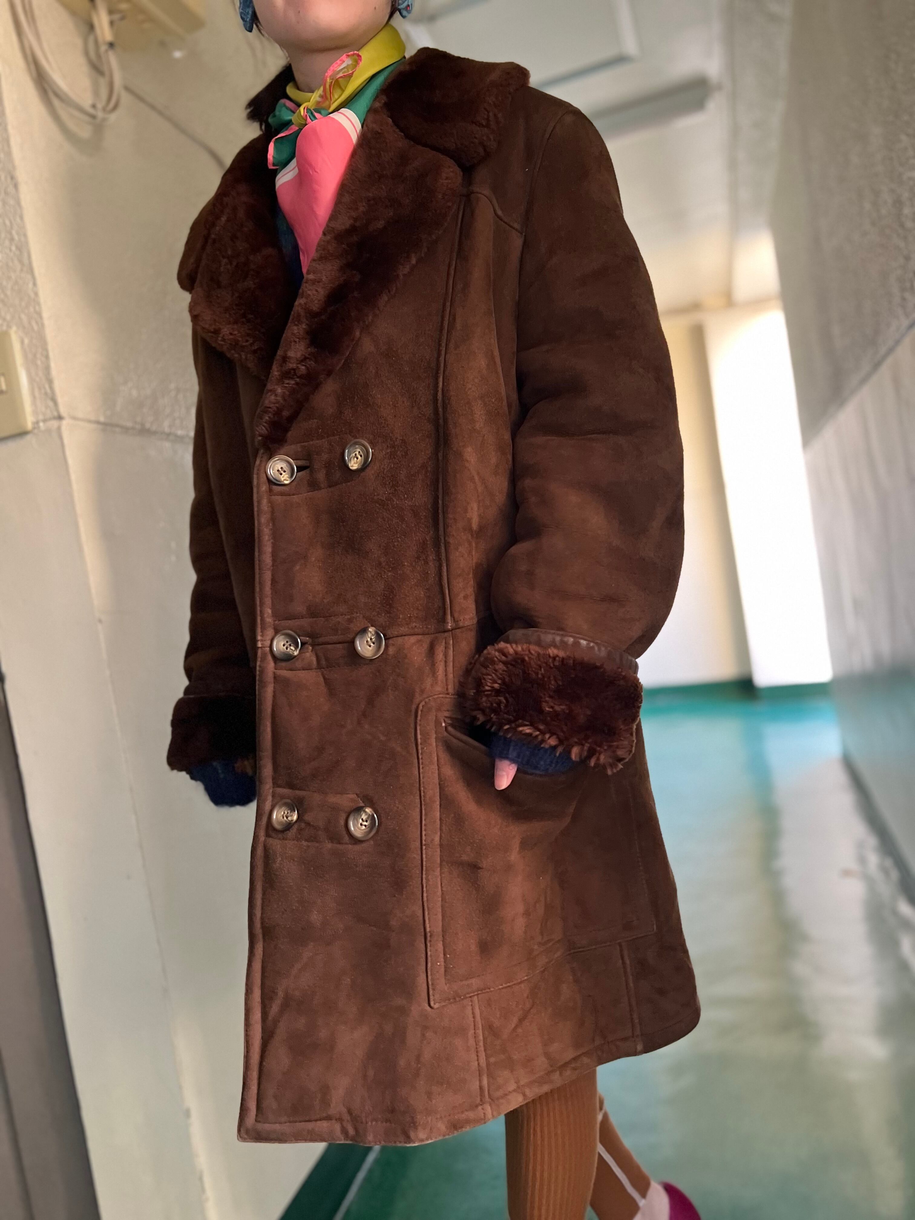 Vintage ITALY brown mouton coat ( ヴィンテージ イタリア ブラウン ムートン コート)