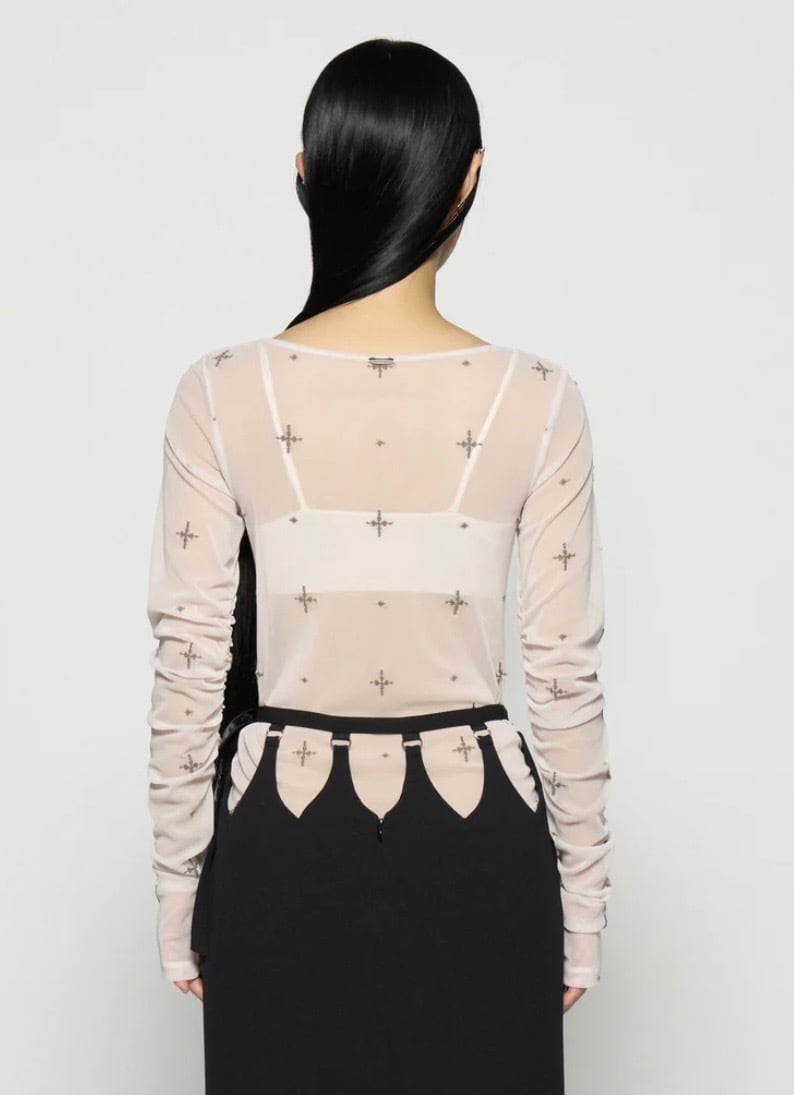 tanakadaisuke cross embroidery gather sleeve tops | AAR