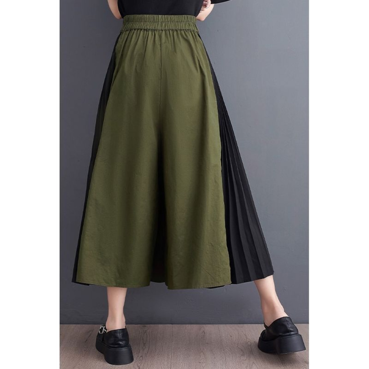 プリーツ切り替え ワイドパンツ 00212