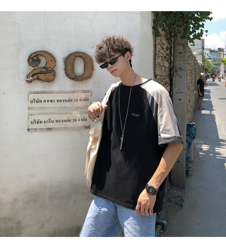 全2色 Tシャツ カットソー ロゴ カジュアル ラグラン おしゃれ