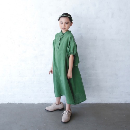 《michirico 2024SS》Back gather dress / green / L・XL・XXL