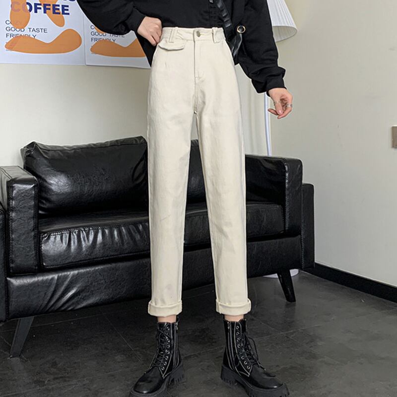 ジーンズ スプリングオータムパンツ ルーズ薄手ベージュ 春物 秋物 試着室50739084110