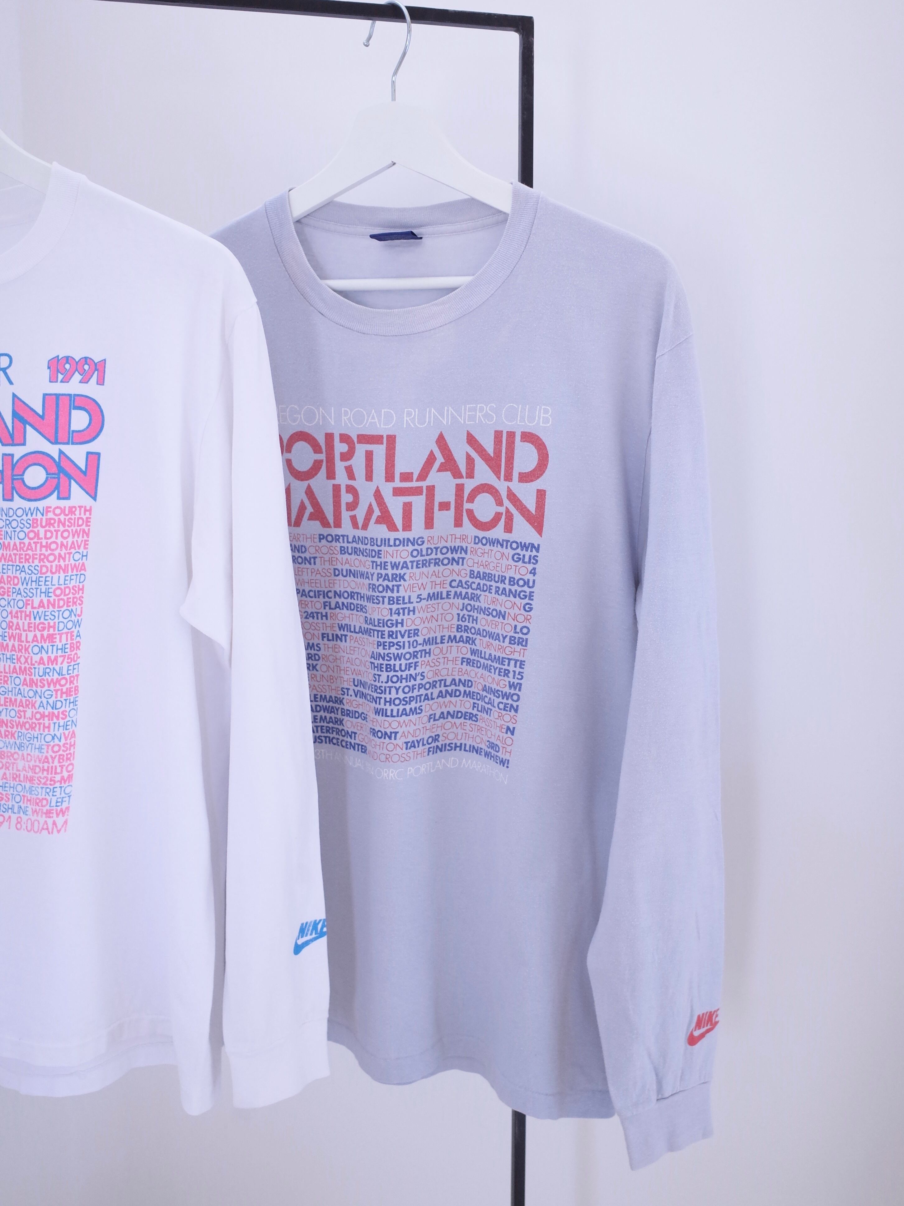 80s NIKE Portland marathon L/S tee "blue"