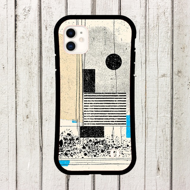 受注生産 iPhoneケース 青と黒の抽象紙片コラージュ｜ZINEコラージュ ZINE044C