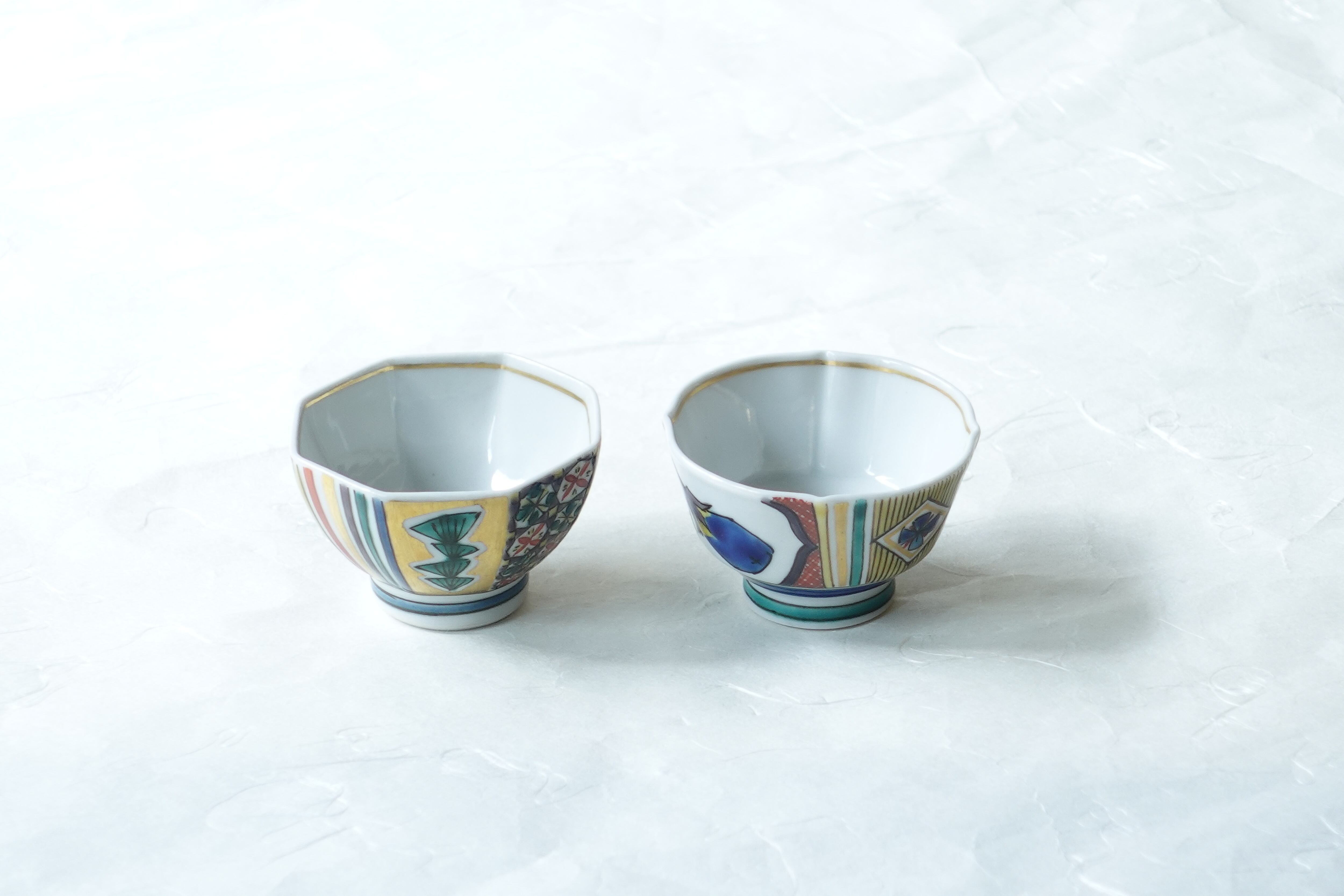 九谷ぐい呑　北出不二雄 九谷焼 北出不二雄 作 色絵 組盃 | 小林漆陶