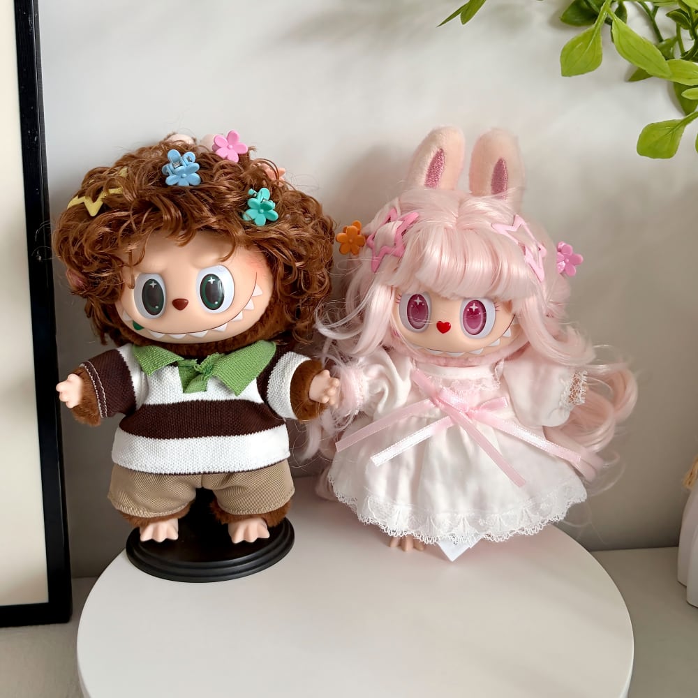 labubuぬいぐるみ用 ヘアアクセサリー ヘアゴム+リボン/フラワーヘア