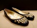 レア★JIMMY CHOO ジミーチュウ スクエアスタッズ フラット パンプス バレエ シューズ 黒 36★