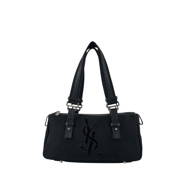 Yves Saint Laurent イヴ・サンローラン ハンドバッグ ブラック YSL キャンバス×レザー vintage ヴィンテージ オールド p825h3