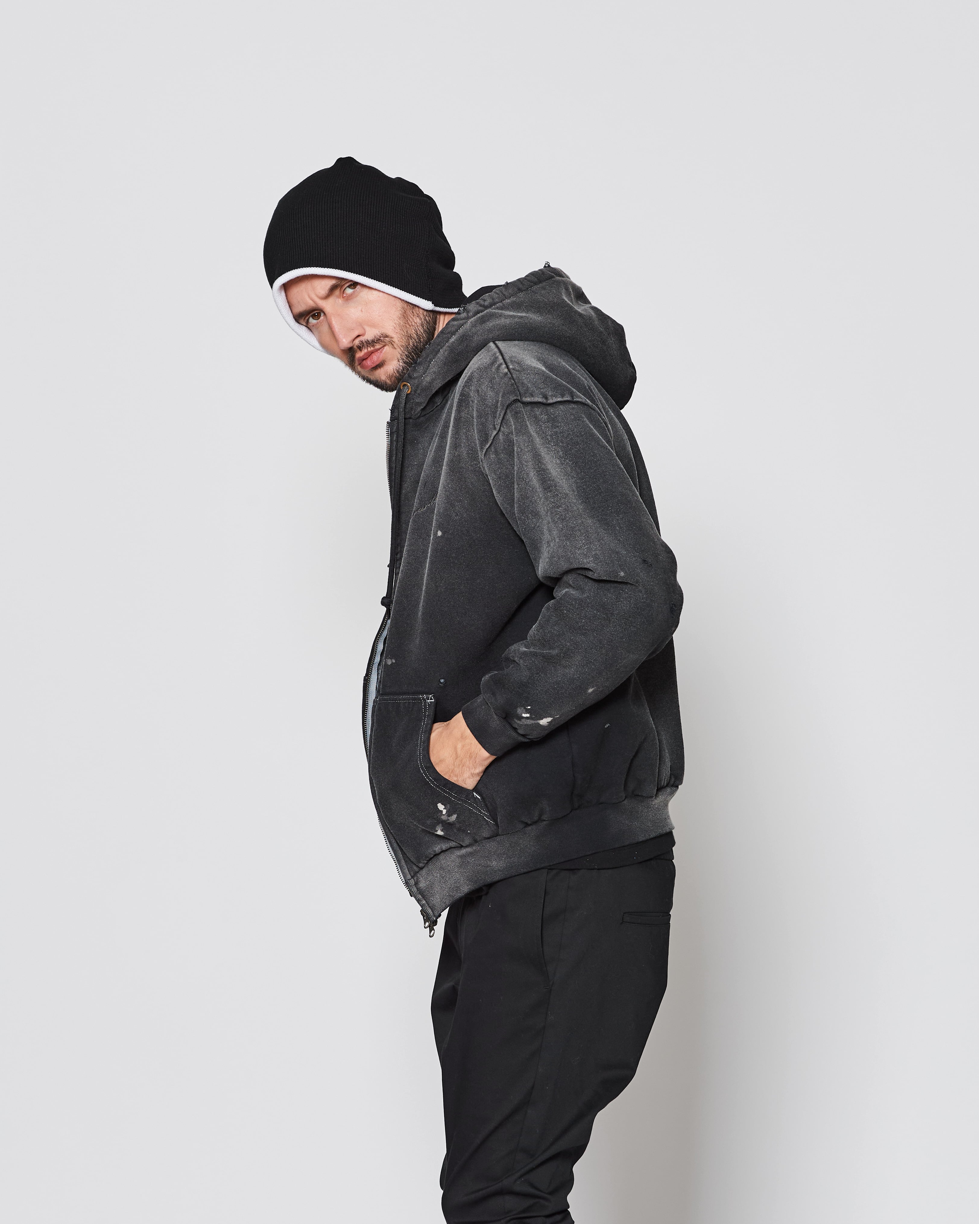 予約販売10月下旬～11月中旬入荷】ダメージ加工 ジップアップ