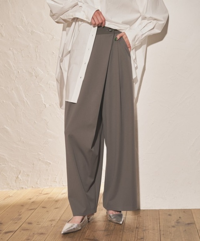 【Audrey and John Wad オードリーアンドジョンワッド】DIFFERENT MATERIAL SWITCHING WRAP TUCK PANTS ディファレントマテリアルスウィッチングラップタックパンツ L2906 (2COLORS)