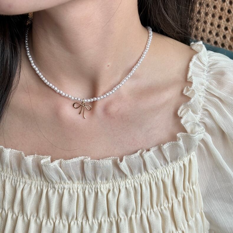 パールリボンネックレス | lattencos