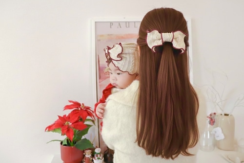 【Ribbon Mellow Turban / Hairclip SET 】