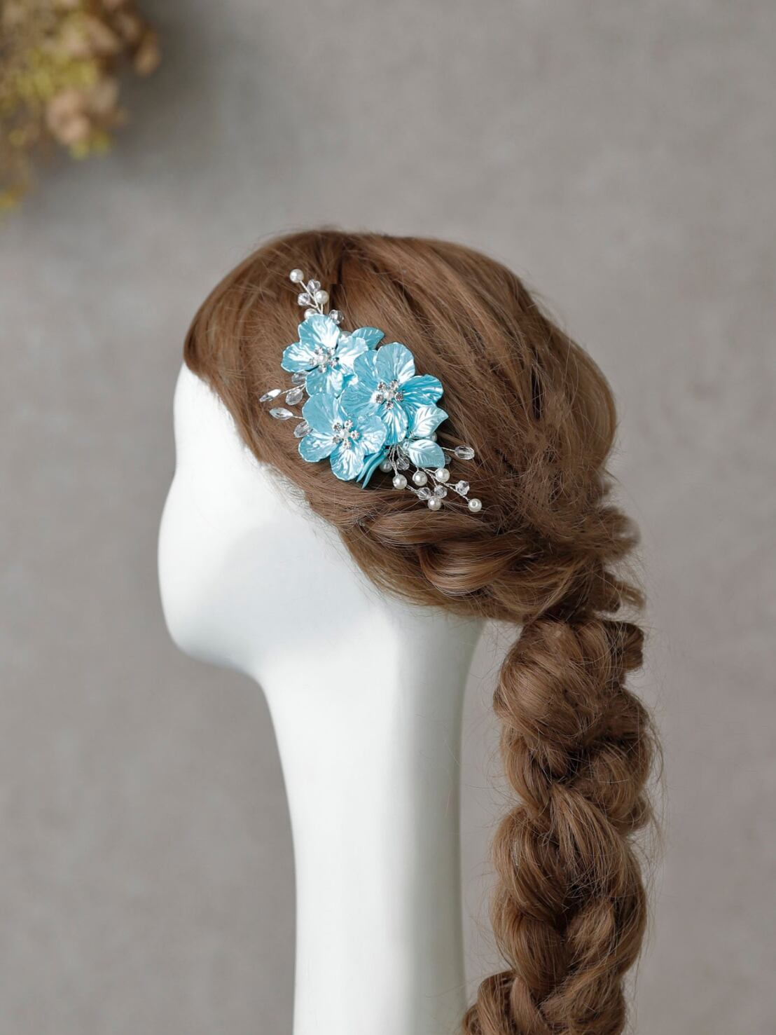 【ネモフィラ小枝ビジュー ライトブルー】 ヘアアクセサリー 袴 振袖 成人式 ヘアドレス カチューシャ k-0033