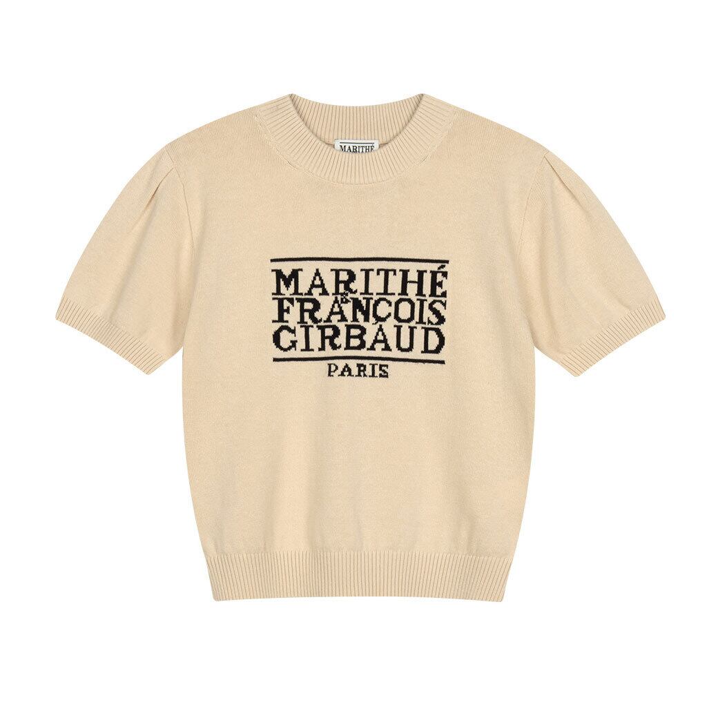 Marithe + Francois Girbaud (マリテフランソワジルボー) W CLASSIC LOGO HALF KNIT  (1MG23SKN103) 正規品 韓国ブランド ユニセックス 半袖 10代 20代 30代 レディース 半袖 ニット ロゴ 送料無料  6月中旬以降順次発送予定 | ...