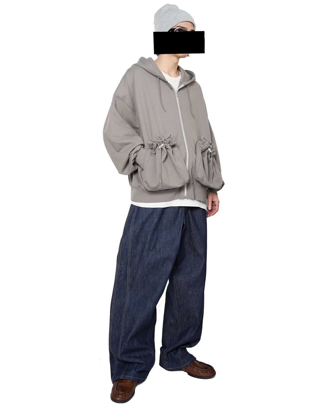 refomed "KINCHAKU ZIPUP HOODIE"〔GRAY〕"