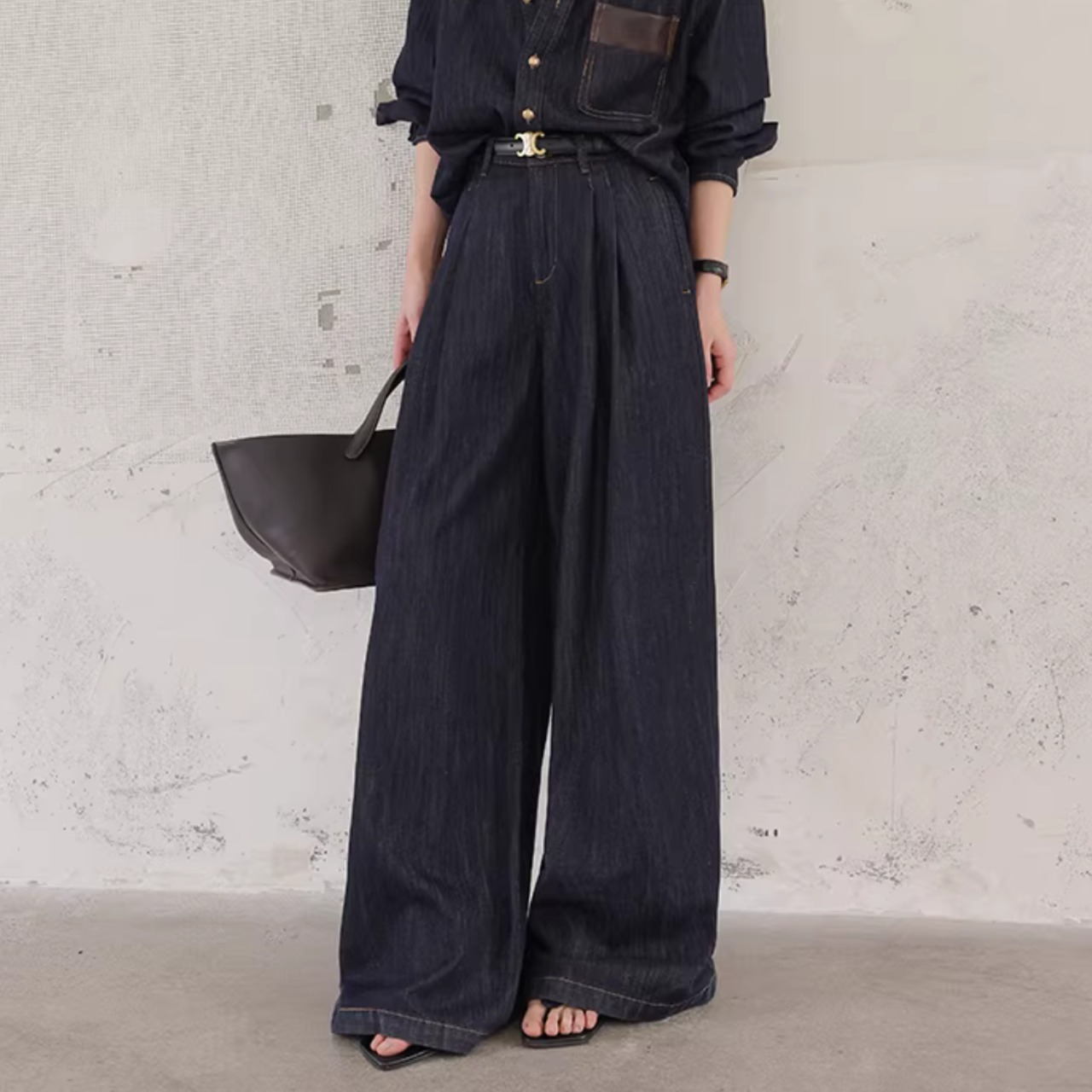 プリーツ入り ワイド デニム パンツ 00144・画像2