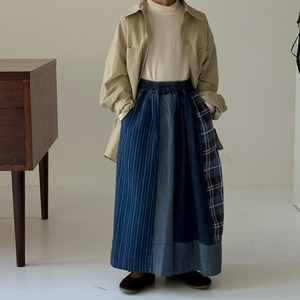 秋切り替えチェック柄ボトムス