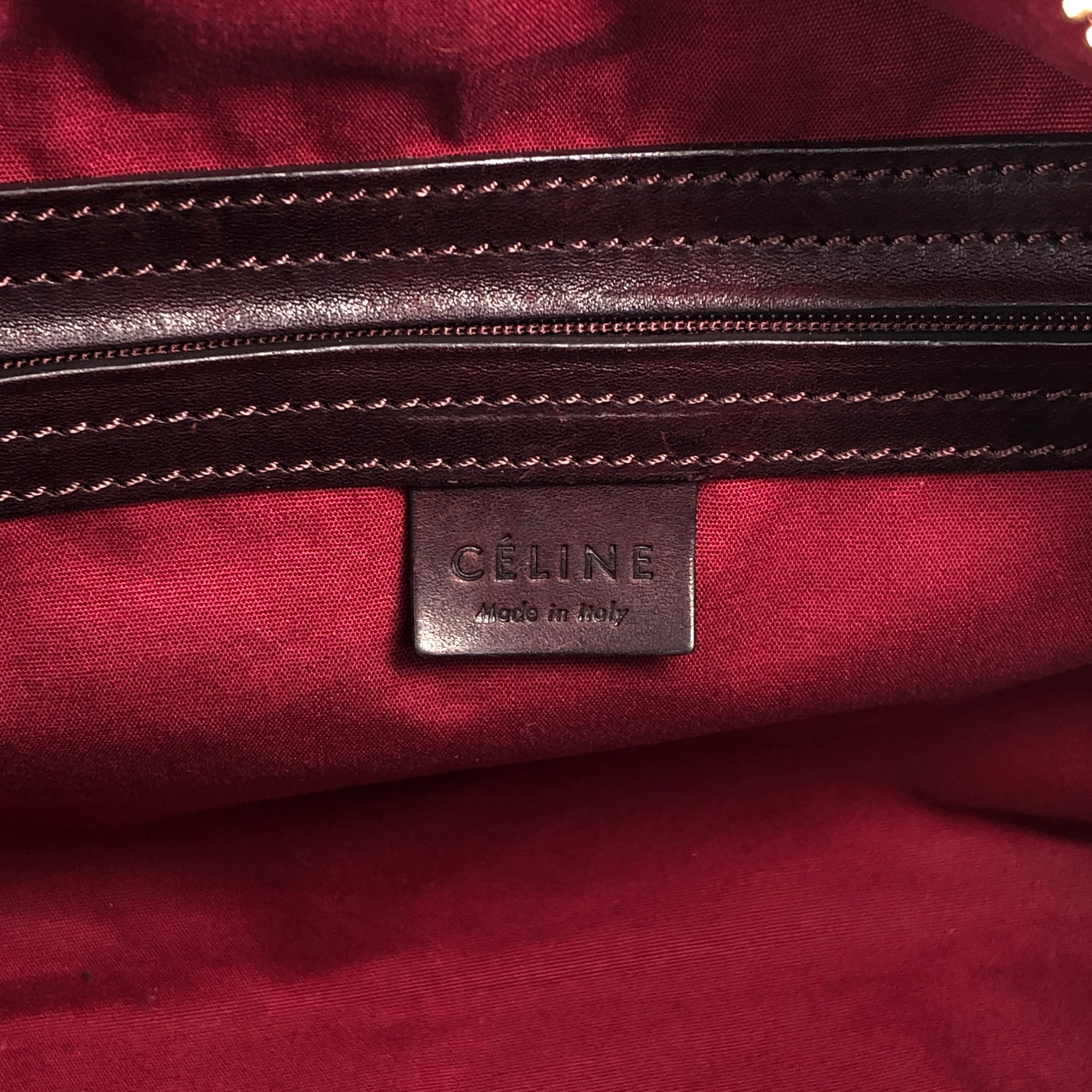 CELINE セリーヌ ブラゾン ハンドバッグ グレー ボルドー キャンバス