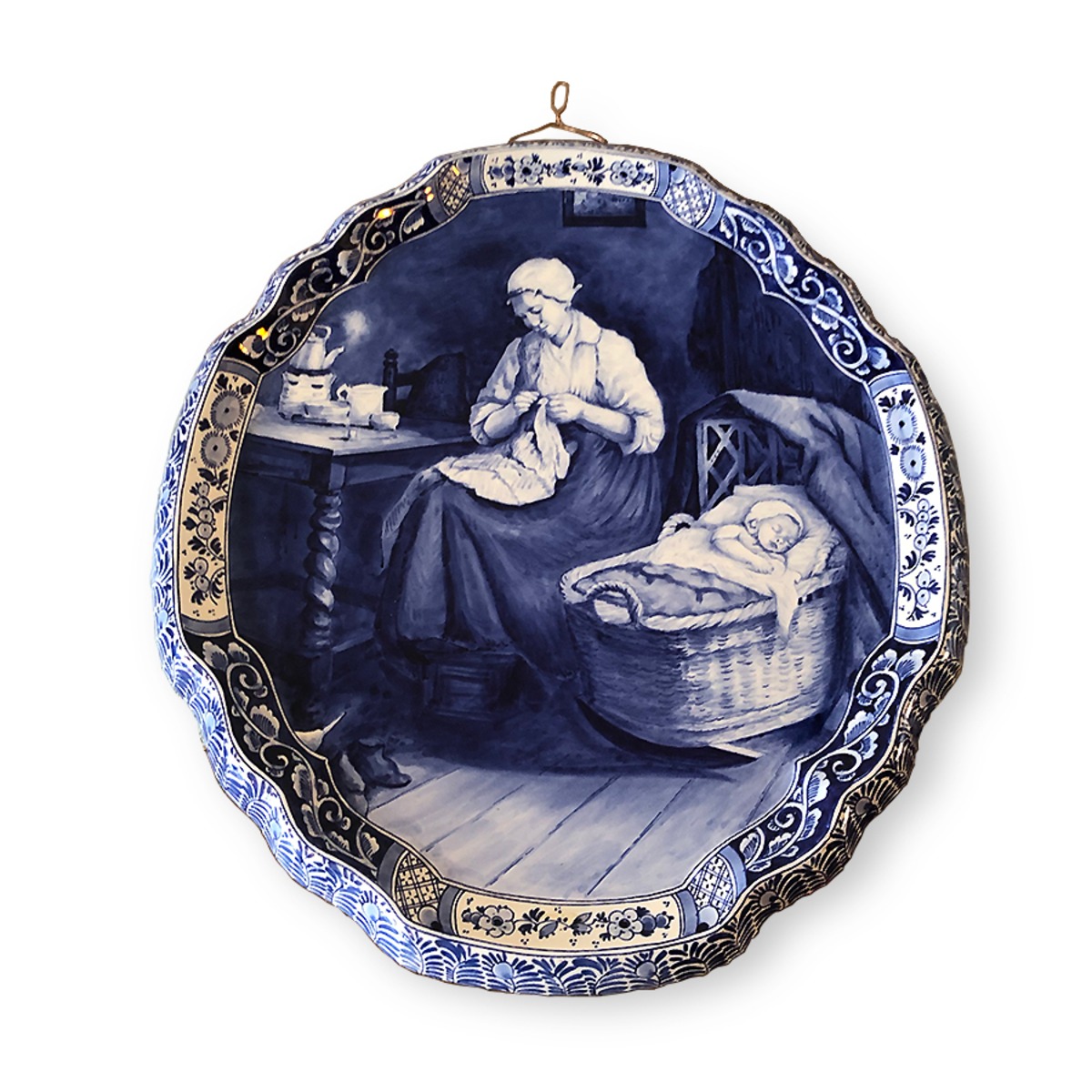 オランダ アンティーク 41㎝ 置物 デルフト 許せ 飾り皿 絵皿 delft