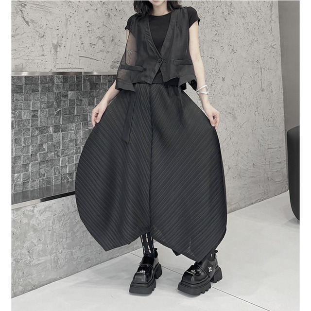 Pleated fold drape skirt C1126
