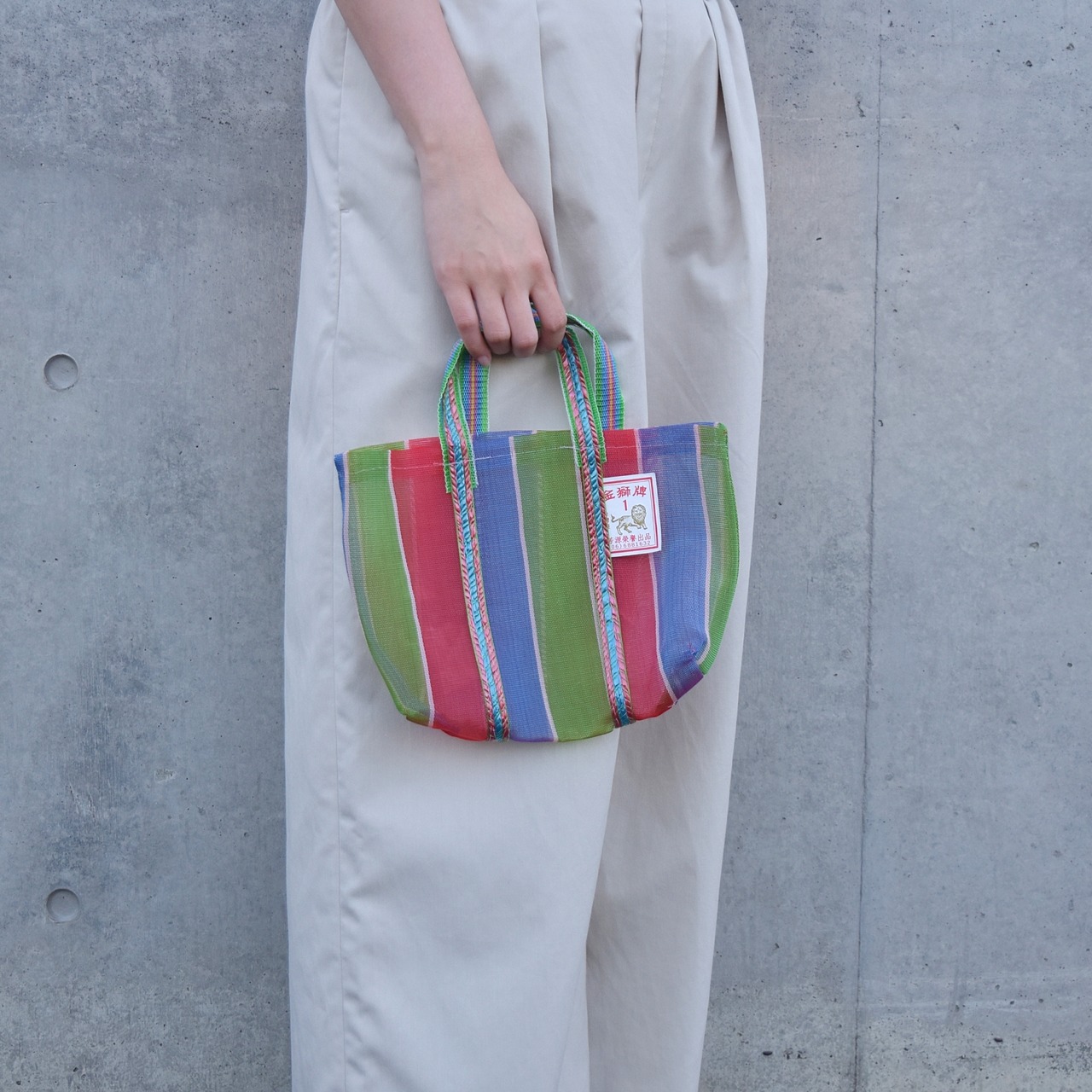 金獅牌 漁師網ナイロンバッグ 1号（ストライプ）