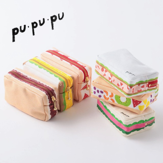 ポーチ 小物入れ 可愛い かわいい おもしろ 雑貨 化粧ポーチ 中学生 高校生 四角のサンドイッチポーチ 小さめ マチあり マチ付き おしゃれ おすすめ ギフト プレゼント pu・pu・pu プププ Zk144