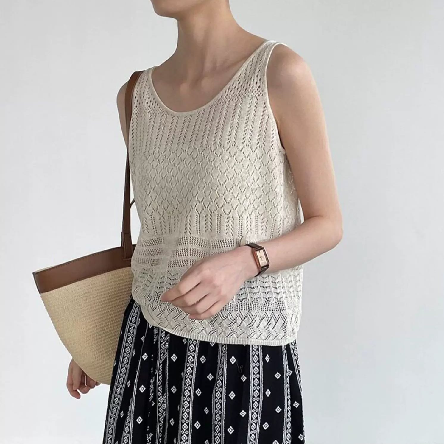 open knit sleeveless top 14519