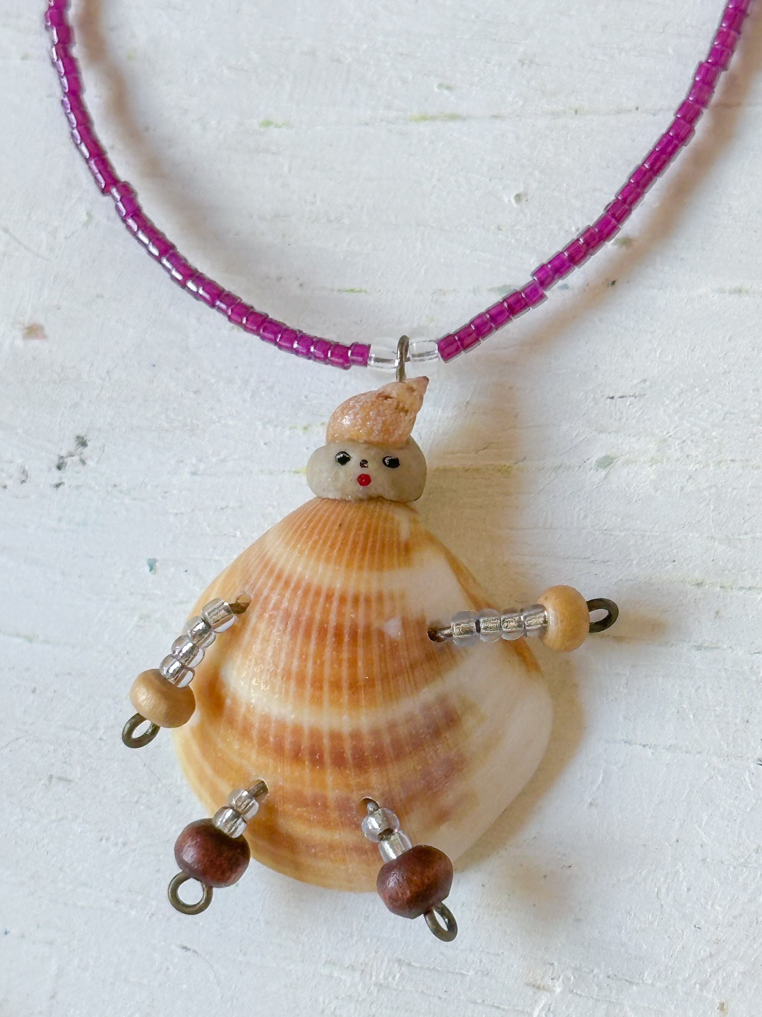 9月・貝殻ドールとビーズのペンダント03 | 貝殻こけし舎