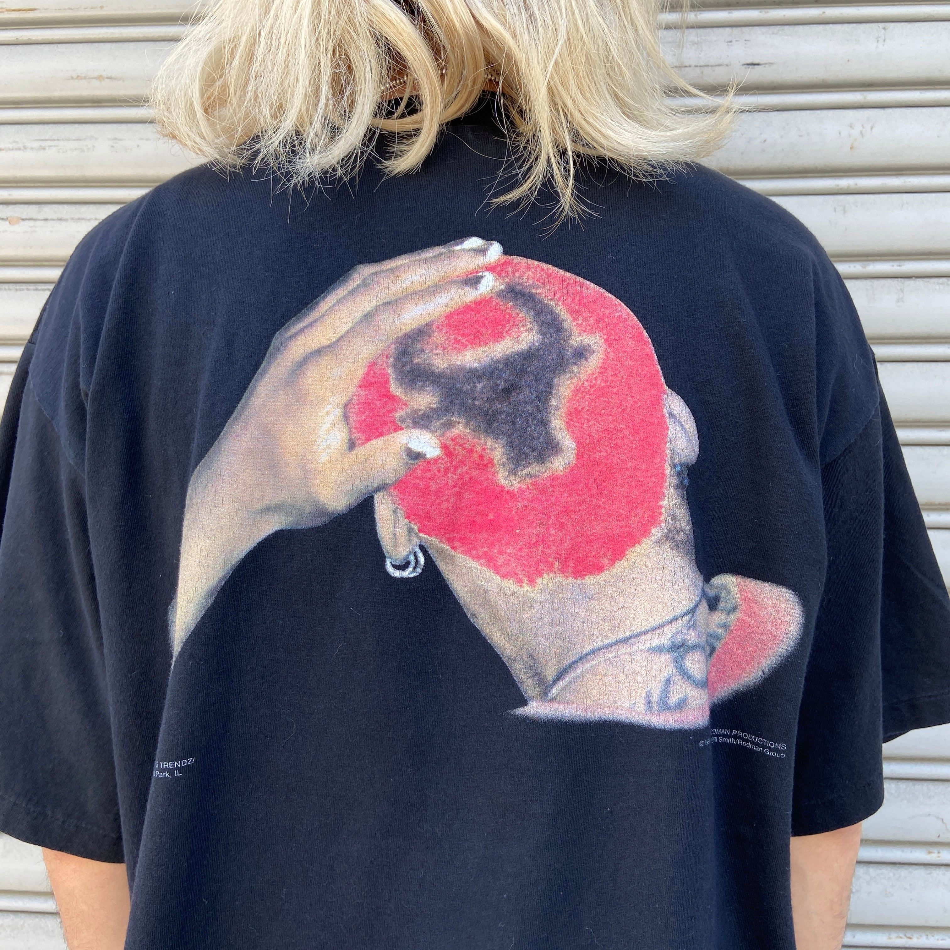 90s USA デニスロッドマン NBA ブルズ 両面プリントTシャツ 黒 XL