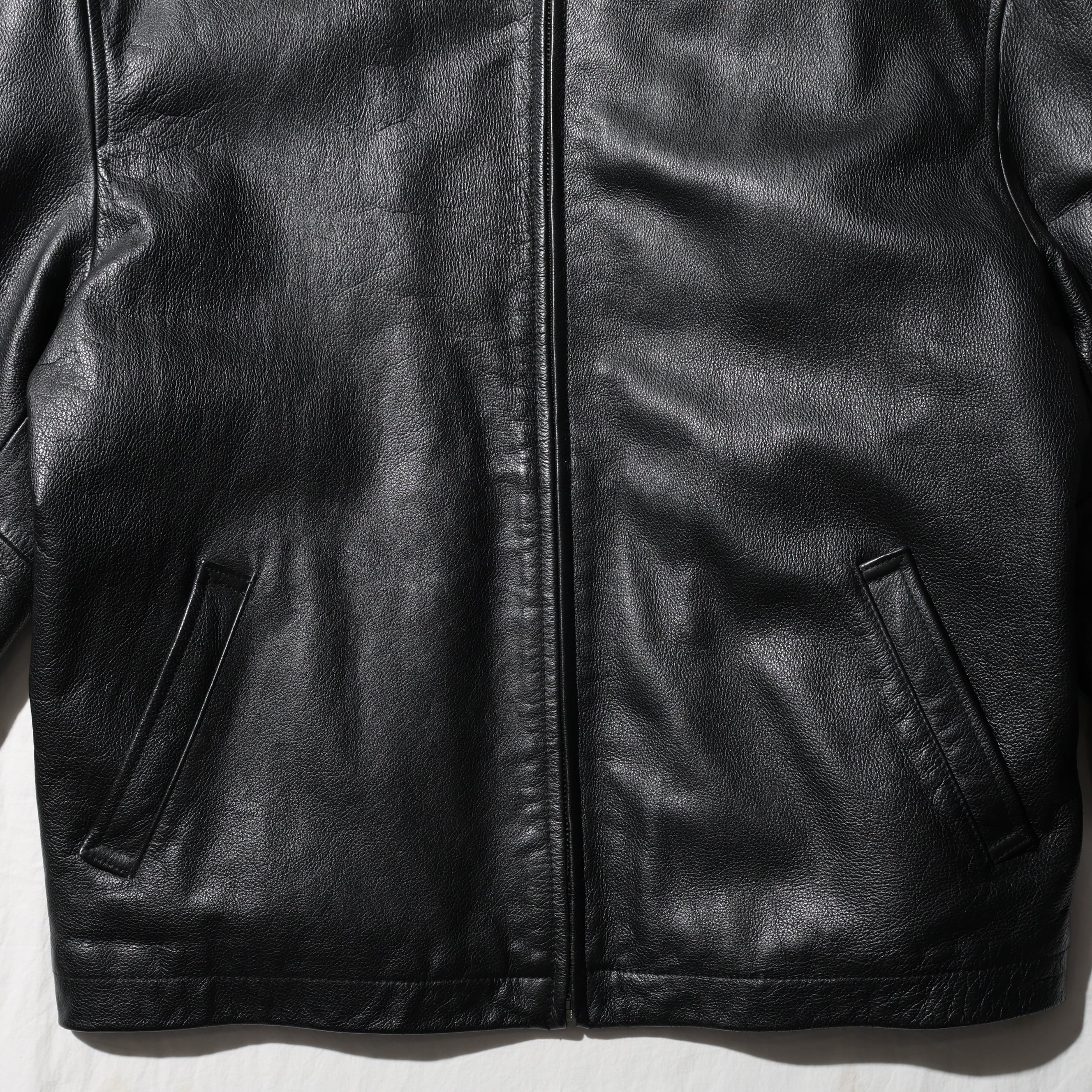 極美品 L アルミジップ 牛革 OLD GAP レザージャケット ブラック