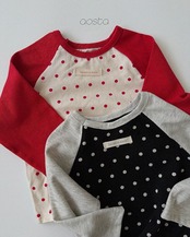韓国子供服 / 26Autumn / Aosta / ドットラグランTシャツ / 秋服 *S~XXL*