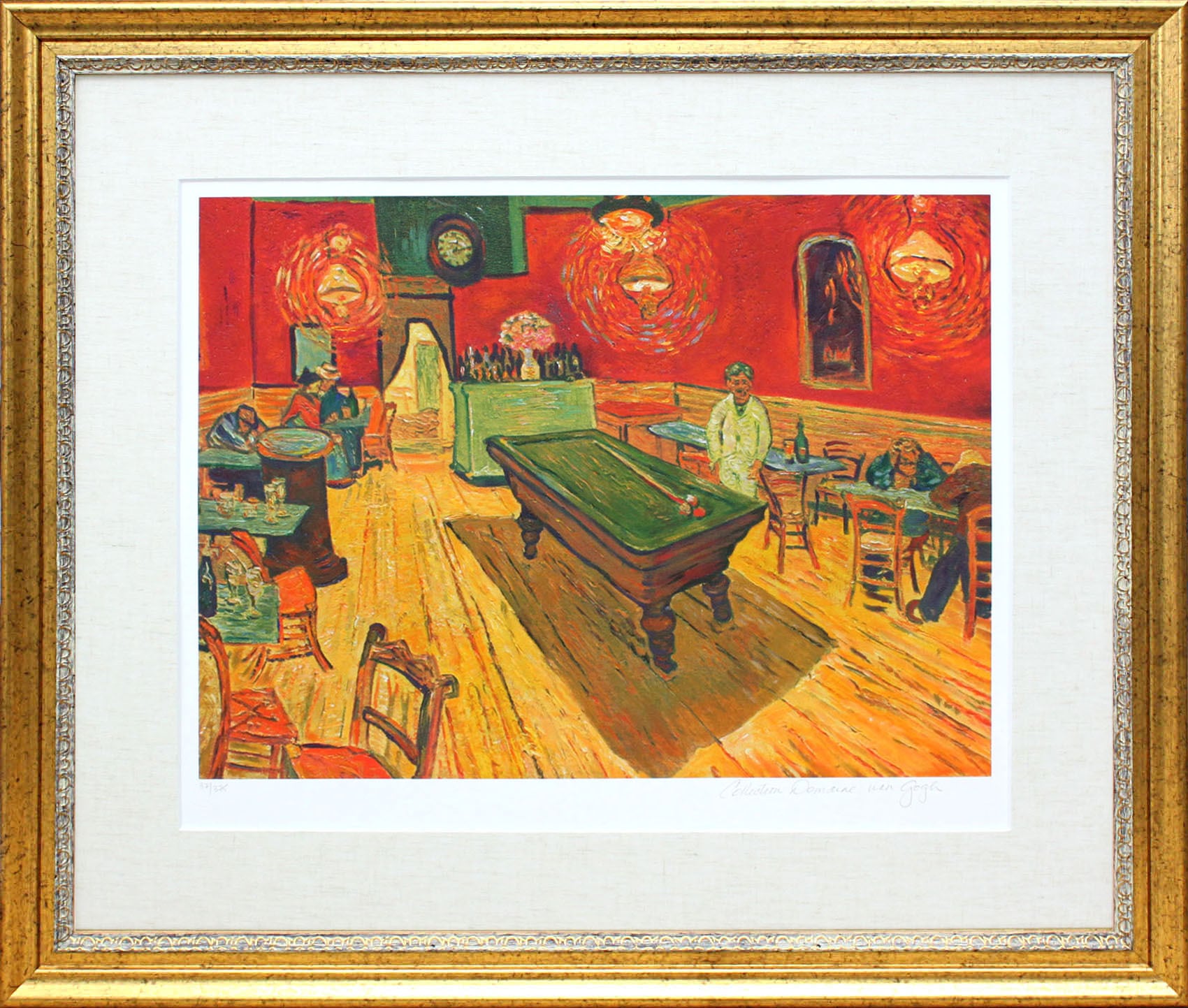 ゴッホ 絵画「夜のカフェ」額縁4色選択可能 作品証明書 展示用フック 限定エディション付複製画 ジークレ