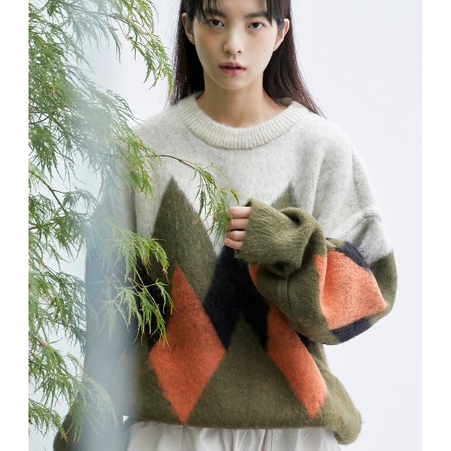 [KNITTED] Bulky Brush Agile Knit (KHAKI) 正規品 韓国ブランド 韓国通販 韓国代行 韓国ファッション ニット