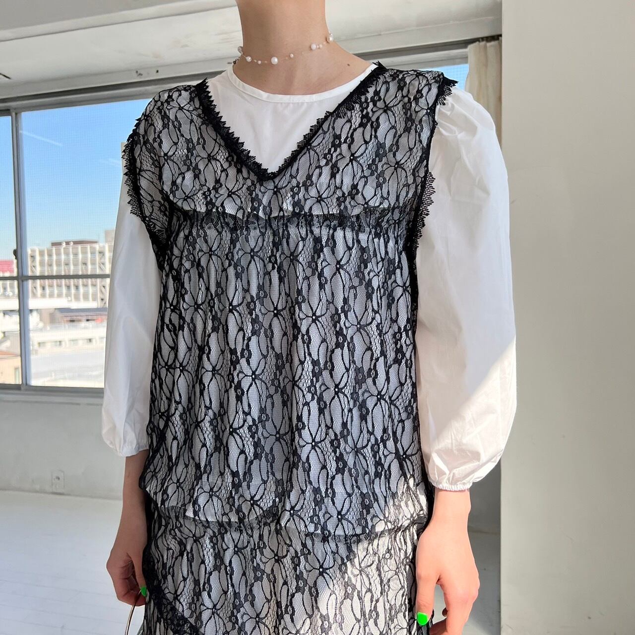 black sheer lace dress_LN0952